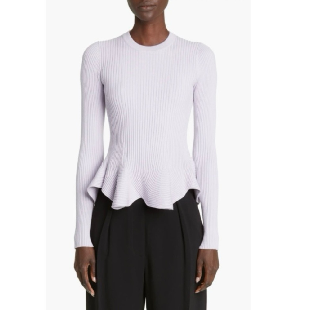 Proenza Schouler Ribbed Knit Peplum Sweater